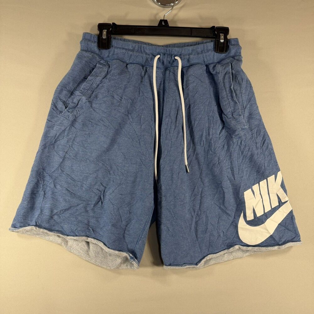 NIKE Alumni Shorts Men's Large Blue French Terry Basketball 100% cotton Shorts